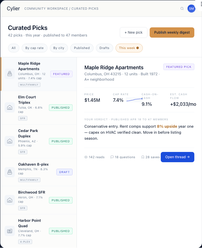 Curated Picks workflow — Cylier community workspace